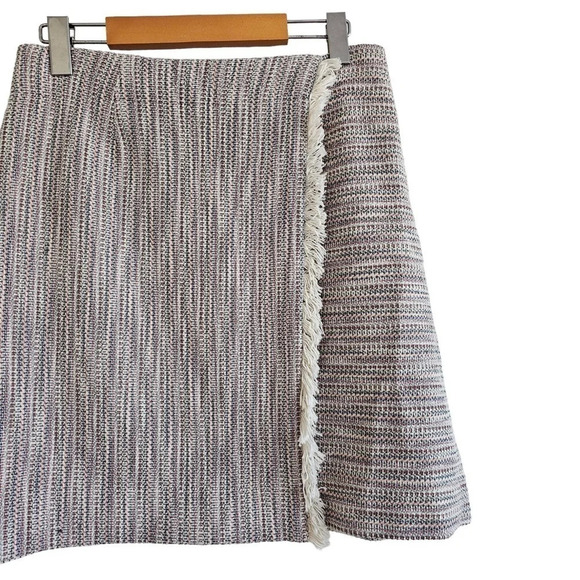 Anthropologie Maeve tweed fringe wrap skirt white red blue size 4 NWOT - Picture 4 of 14